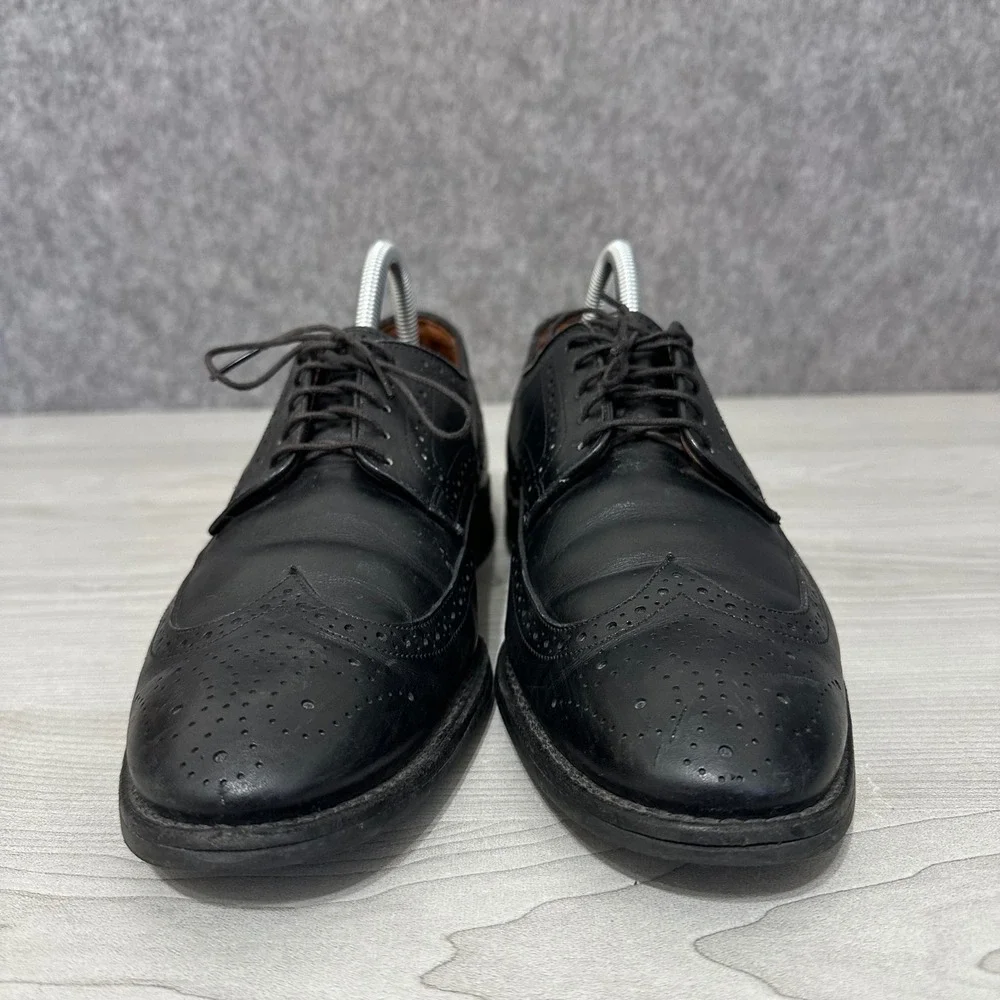 Allen Edmonds Lombard Shoes Mens 8.5 Black Leather Brogue‎ Wingtip Oxford